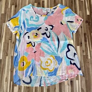 Rachel Zoe Pastel Floral Short Sleeve Top